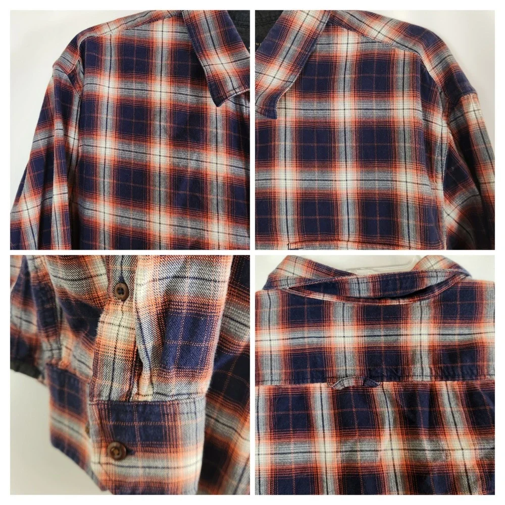 Banana Republic Mens Flannel Plaid Button Down Shirt Long Sleeve XL‎